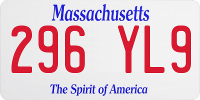 MA license plate 296YL9