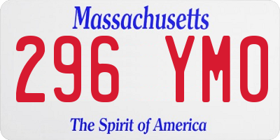 MA license plate 296YM0
