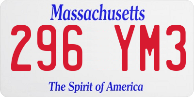 MA license plate 296YM3