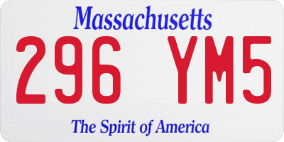 MA license plate 296YM5