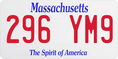 MA license plate 296YM9