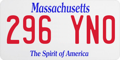 MA license plate 296YN0
