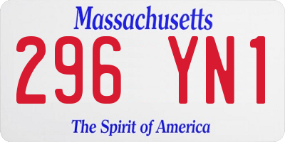 MA license plate 296YN1