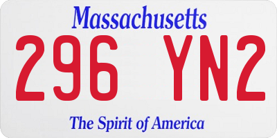 MA license plate 296YN2