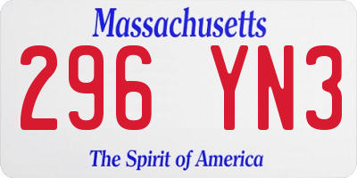 MA license plate 296YN3