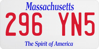 MA license plate 296YN5