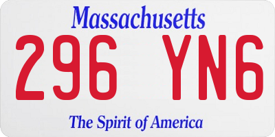 MA license plate 296YN6