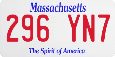 MA license plate 296YN7