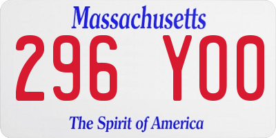 MA license plate 296YO0