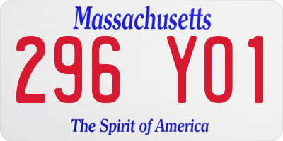 MA license plate 296YO1