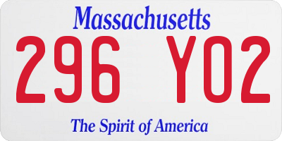 MA license plate 296YO2