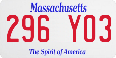 MA license plate 296YO3