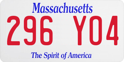 MA license plate 296YO4