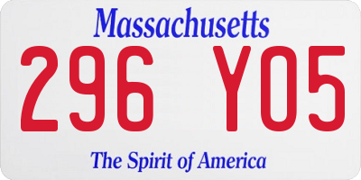 MA license plate 296YO5