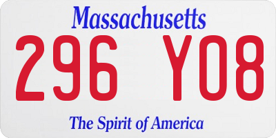 MA license plate 296YO8