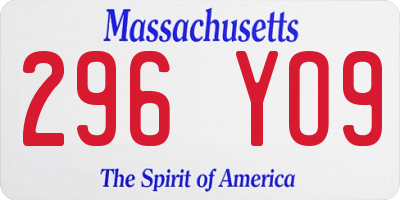 MA license plate 296YO9