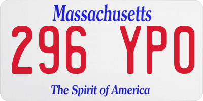 MA license plate 296YP0