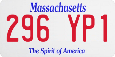 MA license plate 296YP1