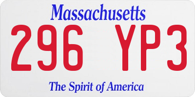 MA license plate 296YP3