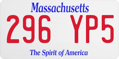 MA license plate 296YP5