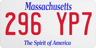 MA license plate 296YP7