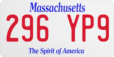 MA license plate 296YP9