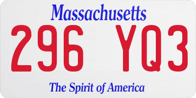 MA license plate 296YQ3