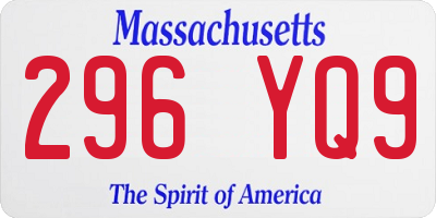 MA license plate 296YQ9