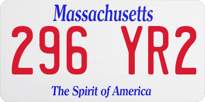 MA license plate 296YR2
