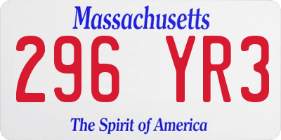 MA license plate 296YR3