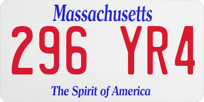 MA license plate 296YR4