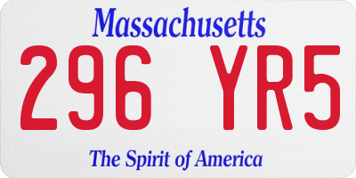 MA license plate 296YR5