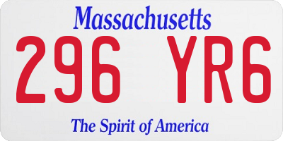 MA license plate 296YR6