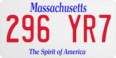 MA license plate 296YR7