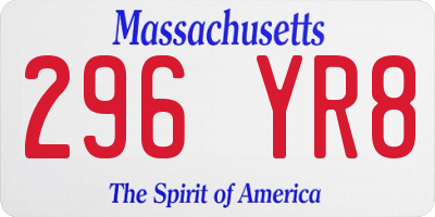 MA license plate 296YR8