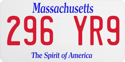 MA license plate 296YR9