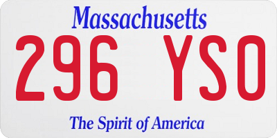 MA license plate 296YS0