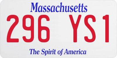 MA license plate 296YS1