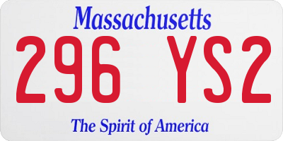 MA license plate 296YS2
