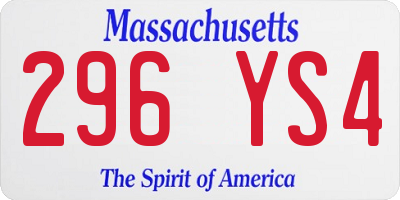 MA license plate 296YS4