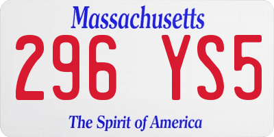 MA license plate 296YS5