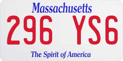 MA license plate 296YS6
