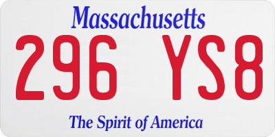 MA license plate 296YS8
