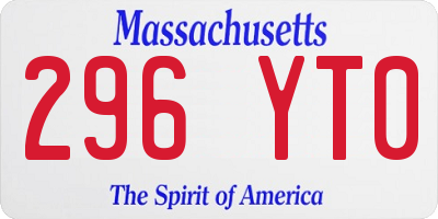 MA license plate 296YT0