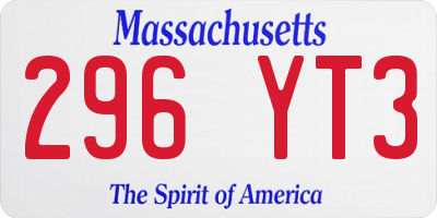 MA license plate 296YT3