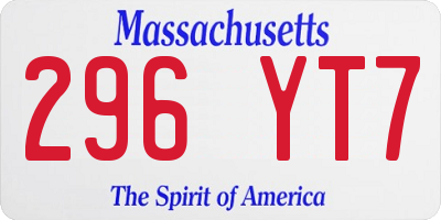 MA license plate 296YT7