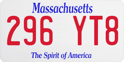 MA license plate 296YT8