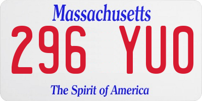 MA license plate 296YU0