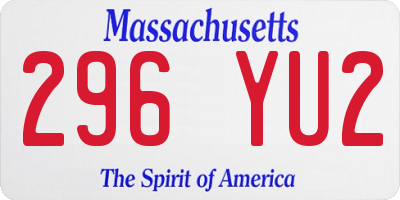 MA license plate 296YU2