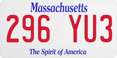 MA license plate 296YU3
